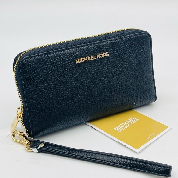 Michael Kors Large Flat MF Phone Case Wallet Black - Picture 1 of 8